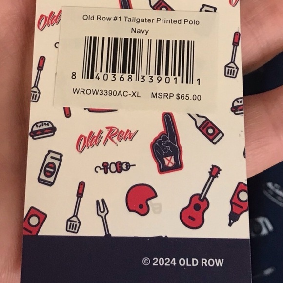 NWT‎ Old Row Navy Men's 3x Polo Shirt Tailgater pattern - Picture 6 of 7